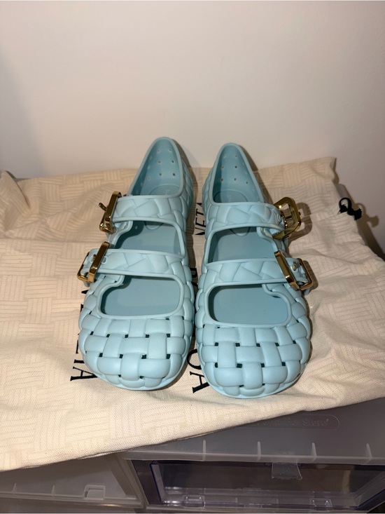 Bottega Veneta Shoes - Authentic Bottega Veneta Blue Mary Jane Flat